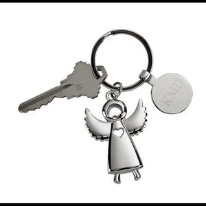 Standing Angel Key Ring with engraving tag